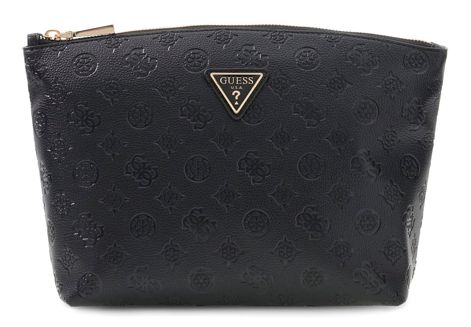 GUESS Lenwood Travel Top Zip Cosmetic Bag Black Logo