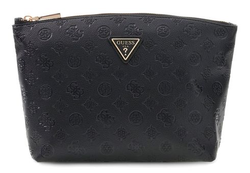 GUESS Lenwood Travel Top Zip Cosmetic Bag Black Logo