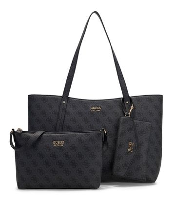 GUESS Brenton Top Zip Tote Coal Logo GUESS Brenton Top Zip Tote Coal Logo