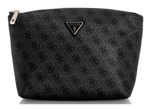 GUESS Adrian Top Zip Cosmetic Bag Coal Logo