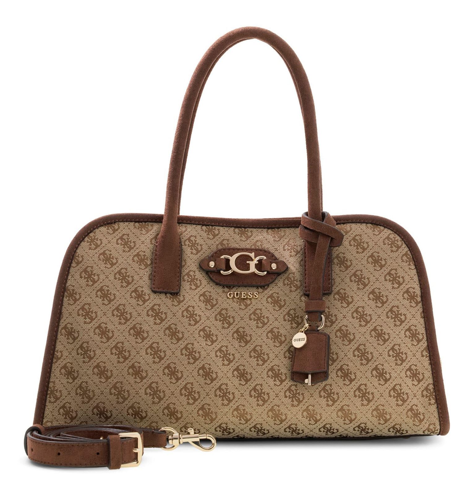 GUESS Samantha Girlfriend Satchel Latte Logo / Brown