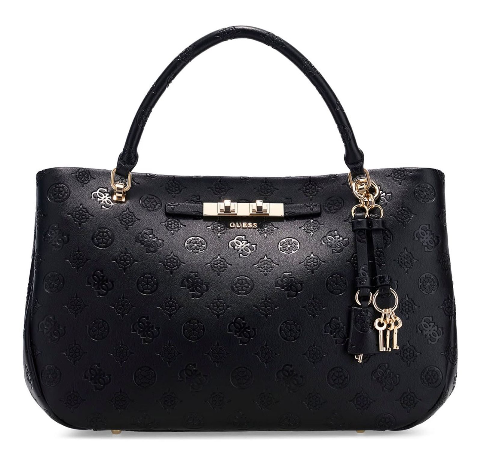 GUESS Carmella Girlfriend Satchel Black Logo