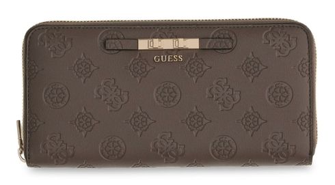 GUESS Carmella SLG Large Zip Around Wallet L Taupe Logo GUESS Carmella SLG Large Zip Around Wallet L Taupe Logo