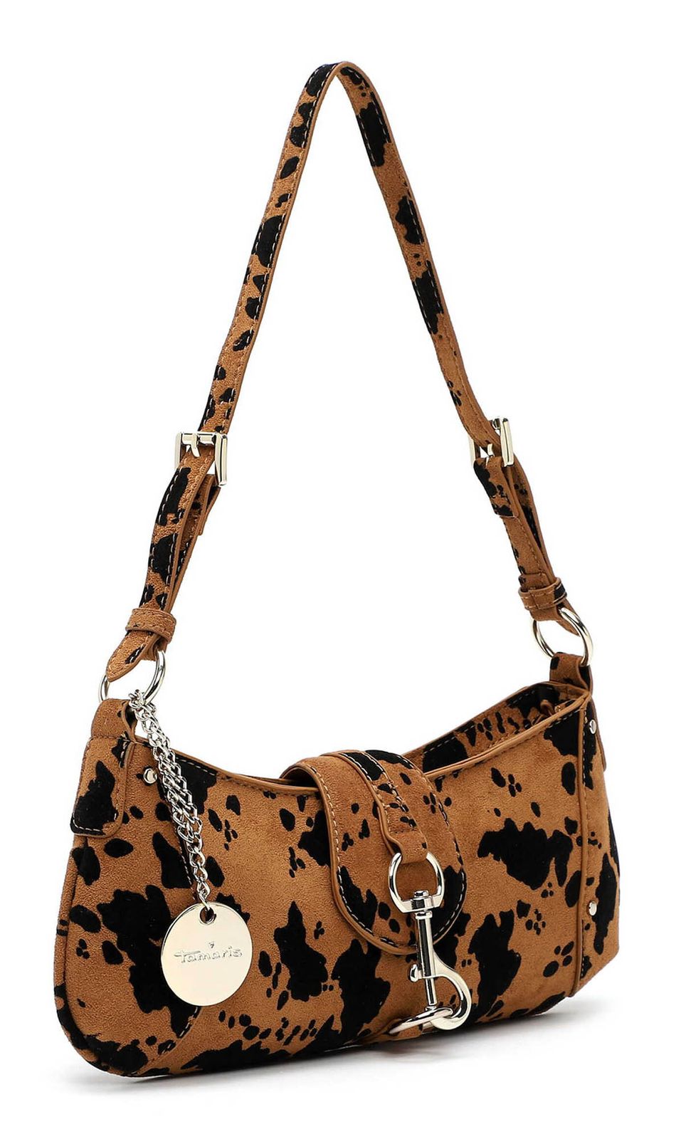 Tamaris Marina Suede Shoulder Bag Cognac / Black Tamaris Marina Suede Shoulder Bag Cognac / Black
