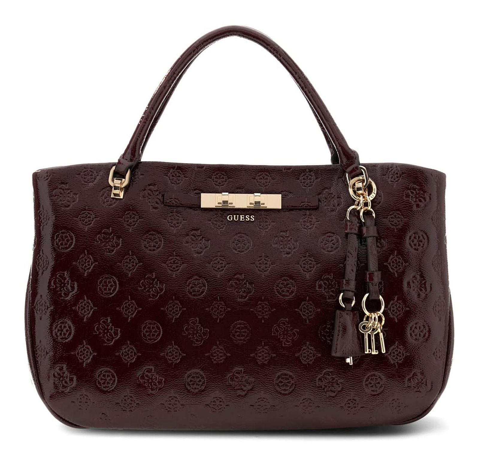 GUESS Carmella Girlfriend Satchel Bag Burgundy Logo GUESS Carmella Girlfriend Satchel Bag Burgundy Logo