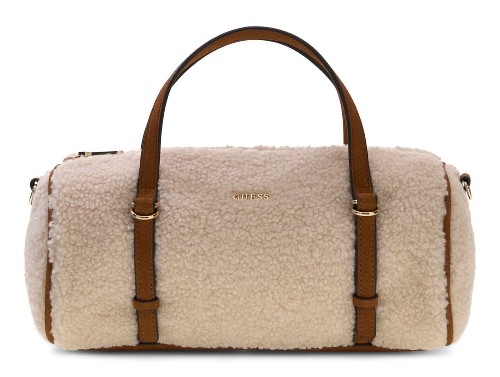 GUESS Taylor Mini Barrel Satchel Cream White / Cognac GUESS Taylor Mini Barrel Satchel Cream White / Cognac