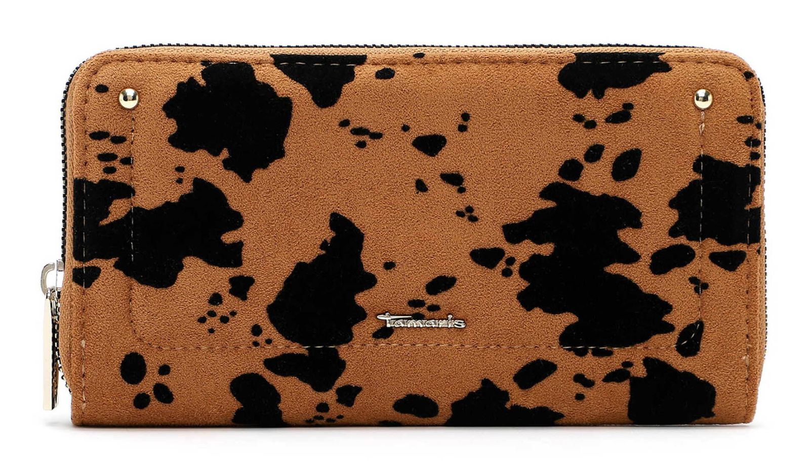 Tamaris Marina Suede Zip Around Wallet Cognac / Black