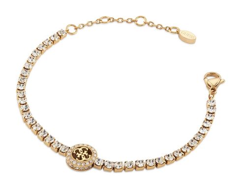 GUESS Paradise 3mm 4G Logo Tennis CZ Bracelet S Yellow Gold