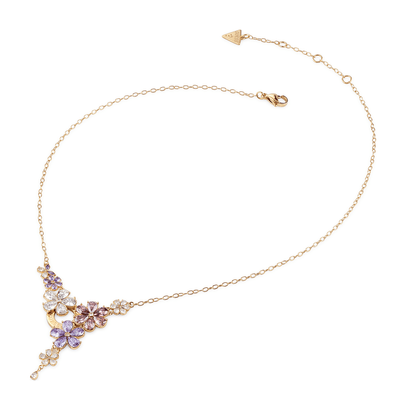 GUESS Lily 16-18" Multi Flowers Necklace Yellow Gold / Multicolor GUESS Lily 16-18" Multi Flowers Necklace Yellow Gold / Multicolor
