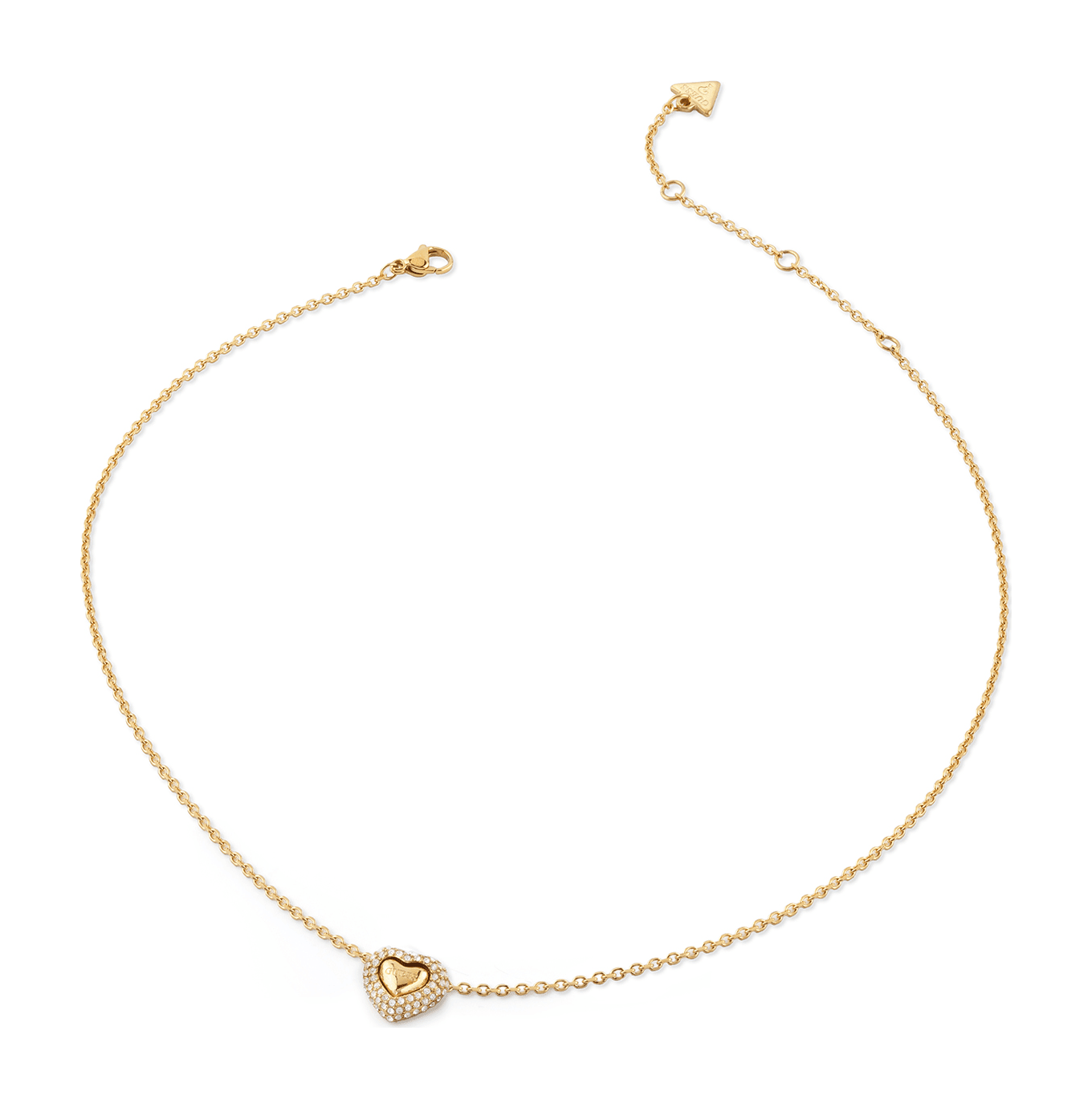 GUESS Beloved 16-18" Pave Heart Necklace Yellow Gold GUESS Beloved 16-18" Pave Heart Necklace Yellow Gold