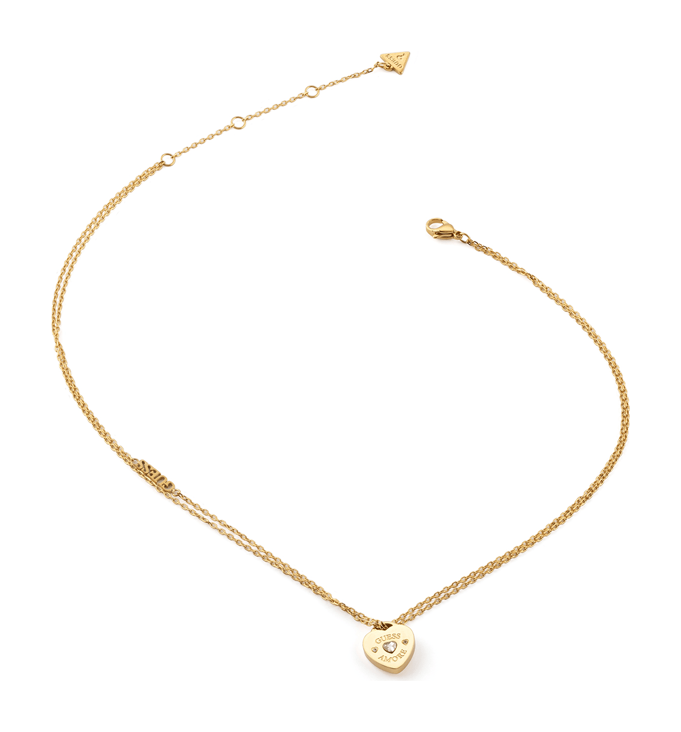 GUESS Amore 16-18'' Heart Charm Necklace Yellow Gold GUESS Amore 16-18'' Heart Charm Necklace Yellow Gold
