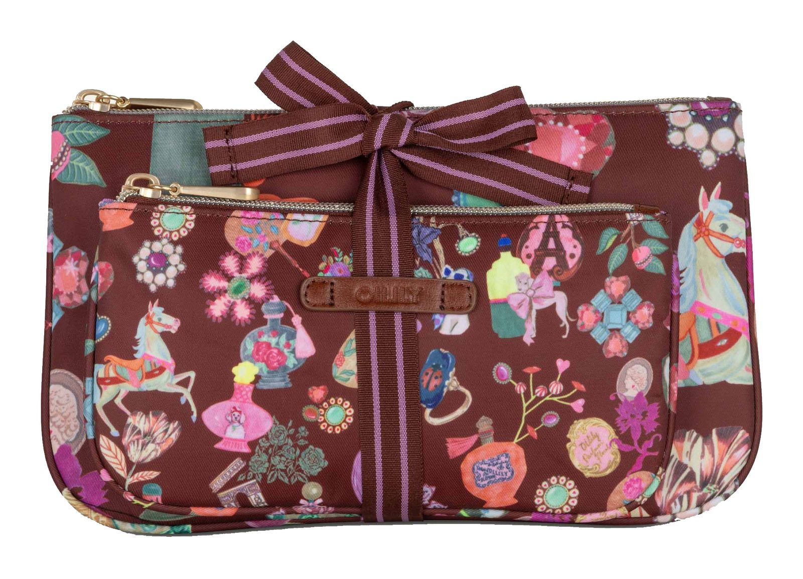 Oilily Deja Futur Capucine Flat Cosmetic Bag Package Hot Chocolate