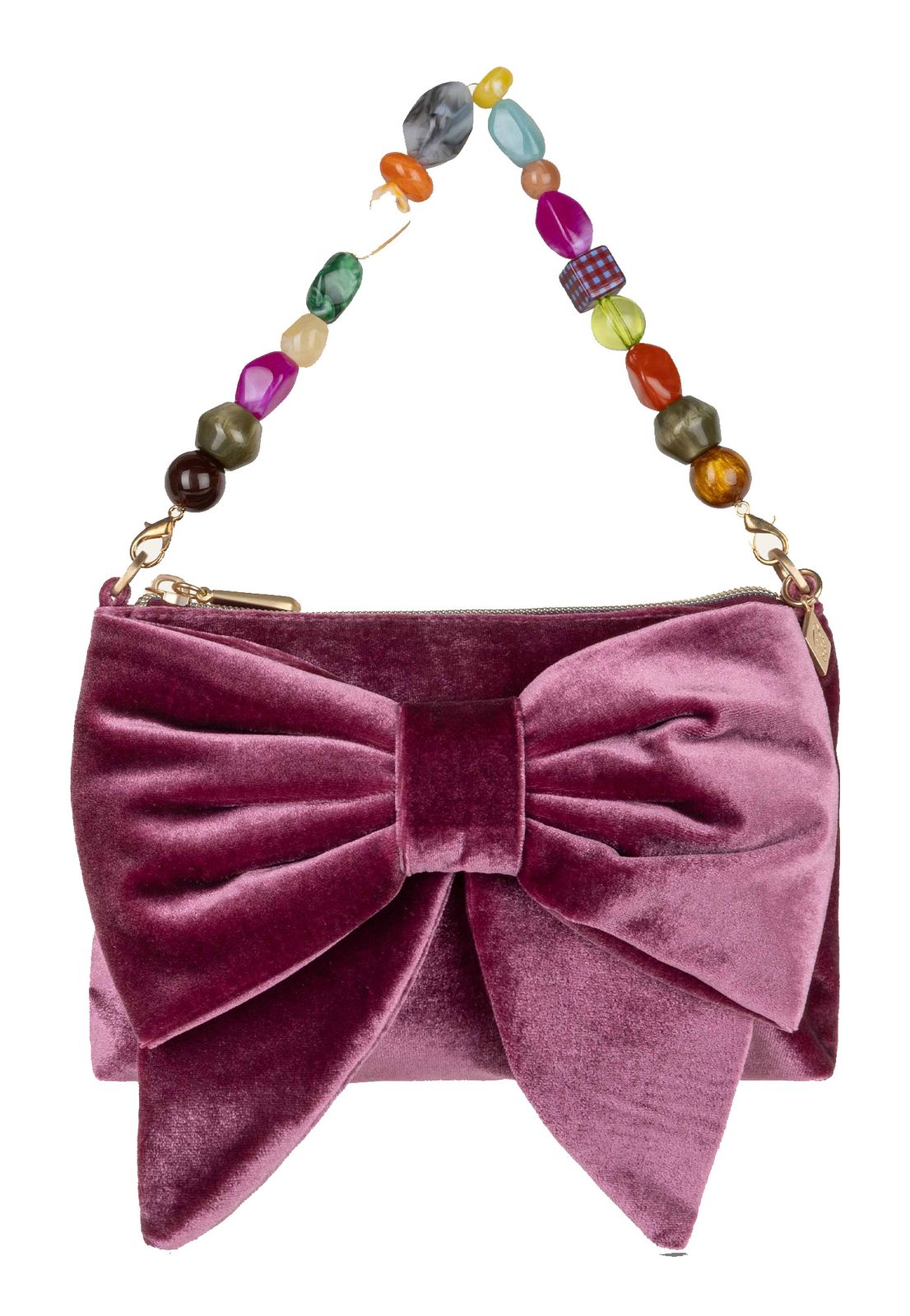 Oilily Soft Velvet Bow Shoulder Bag Magenta Purple