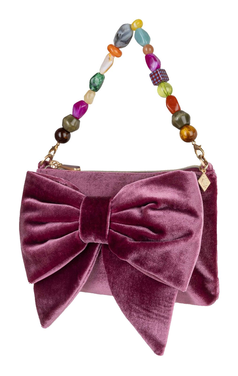 Oilily Soft Velvet Bow Shoulder Bag Magenta Purple Oilily Soft Velvet Bow Shoulder Bag Magenta Purple
