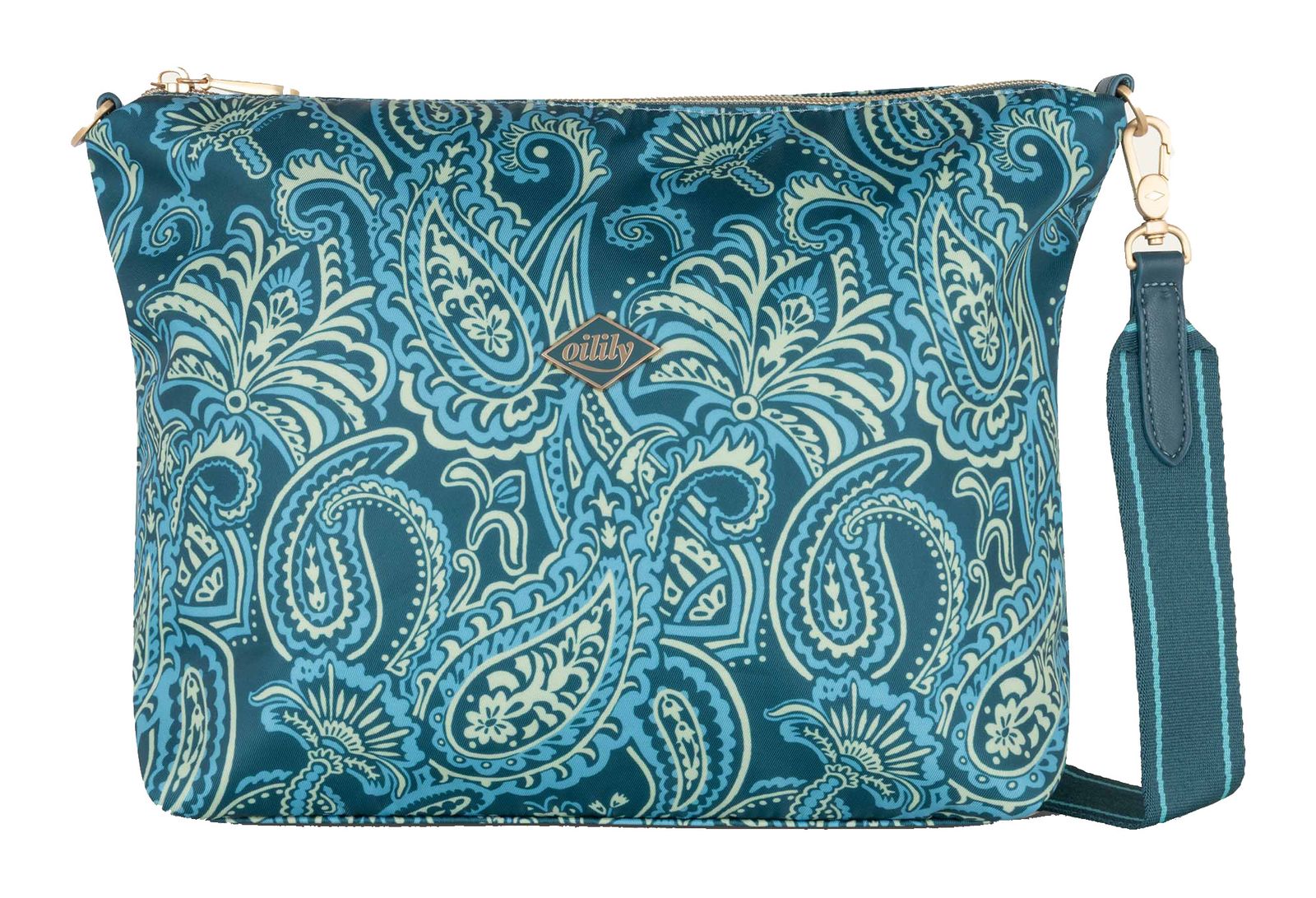 Oilily Bold Paisley Jacquard Milly Cross Body Bag Deep Teal
