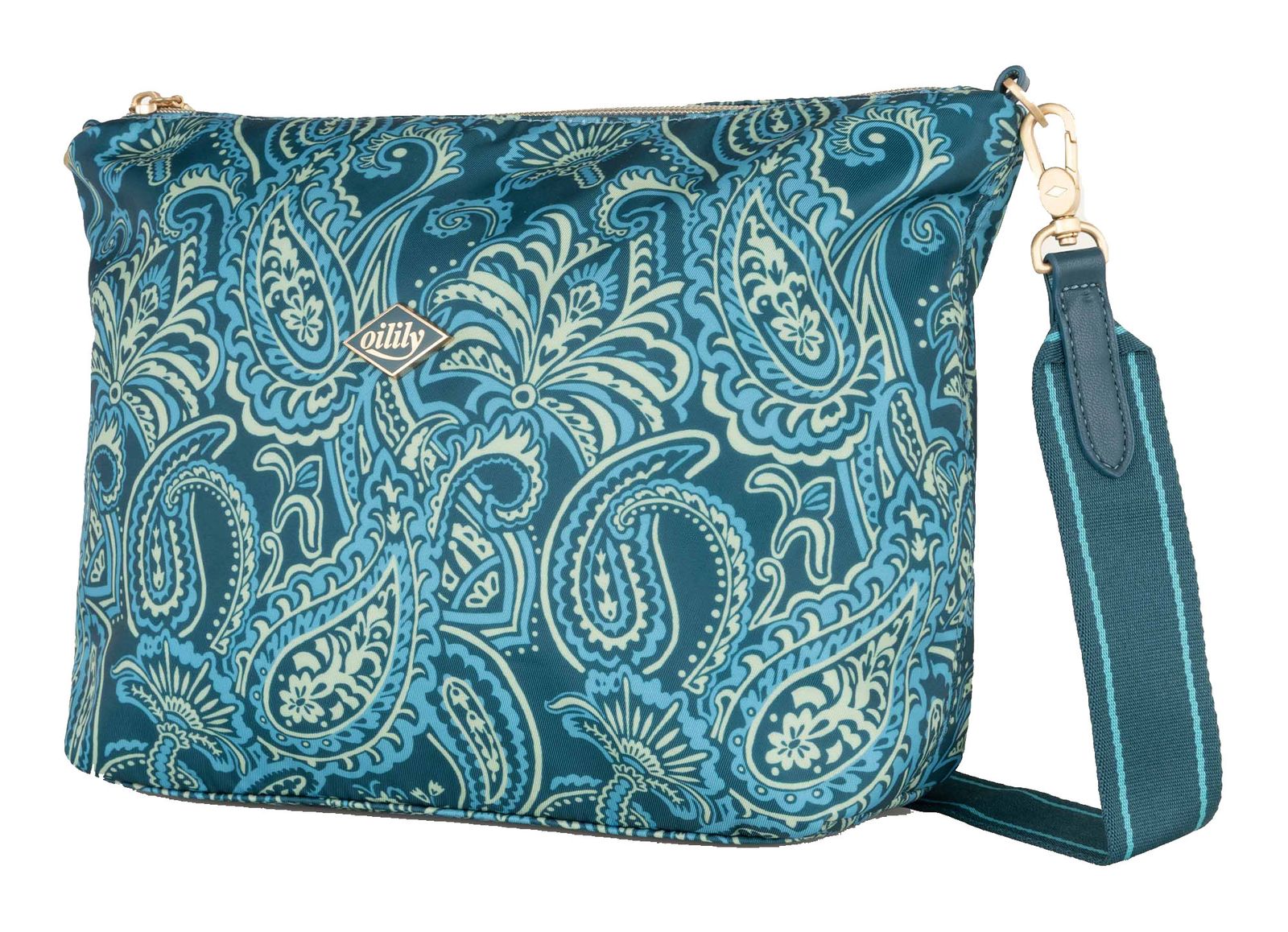 Oilily Bold Paisley Jacquard Milly Cross Body Bag Deep Teal Oilily Bold Paisley Jacquard Milly Cross Body Bag Deep Teal