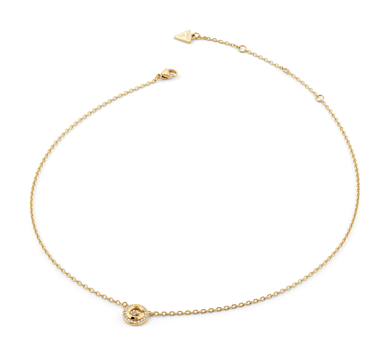 GUESS G Crystal 16-18" G Coin Pave' Necklace Yellow Gold GUESS G Crystal 16-18" G Coin Pave' Necklace Yellow Gold