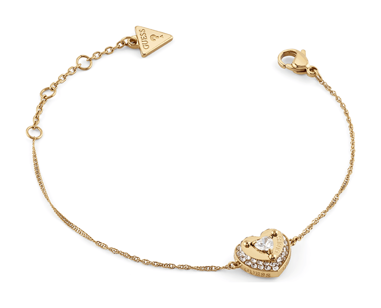 GUESS Till Morning 12mm Heart Pave' Bracelet S Yellow Gold GUESS Till Morning 12mm Heart Pave' Bracelet S Yellow Gold