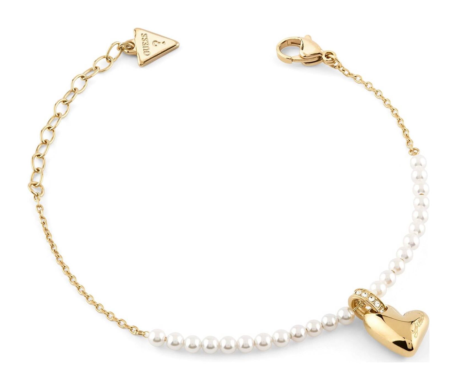 GUESS Golden Love 12mm Fluid Heart Pearly Bracelet S Yellow Gold GUESS Golden Love 12mm Fluid Heart Pearly Bracelet S Yellow Gold