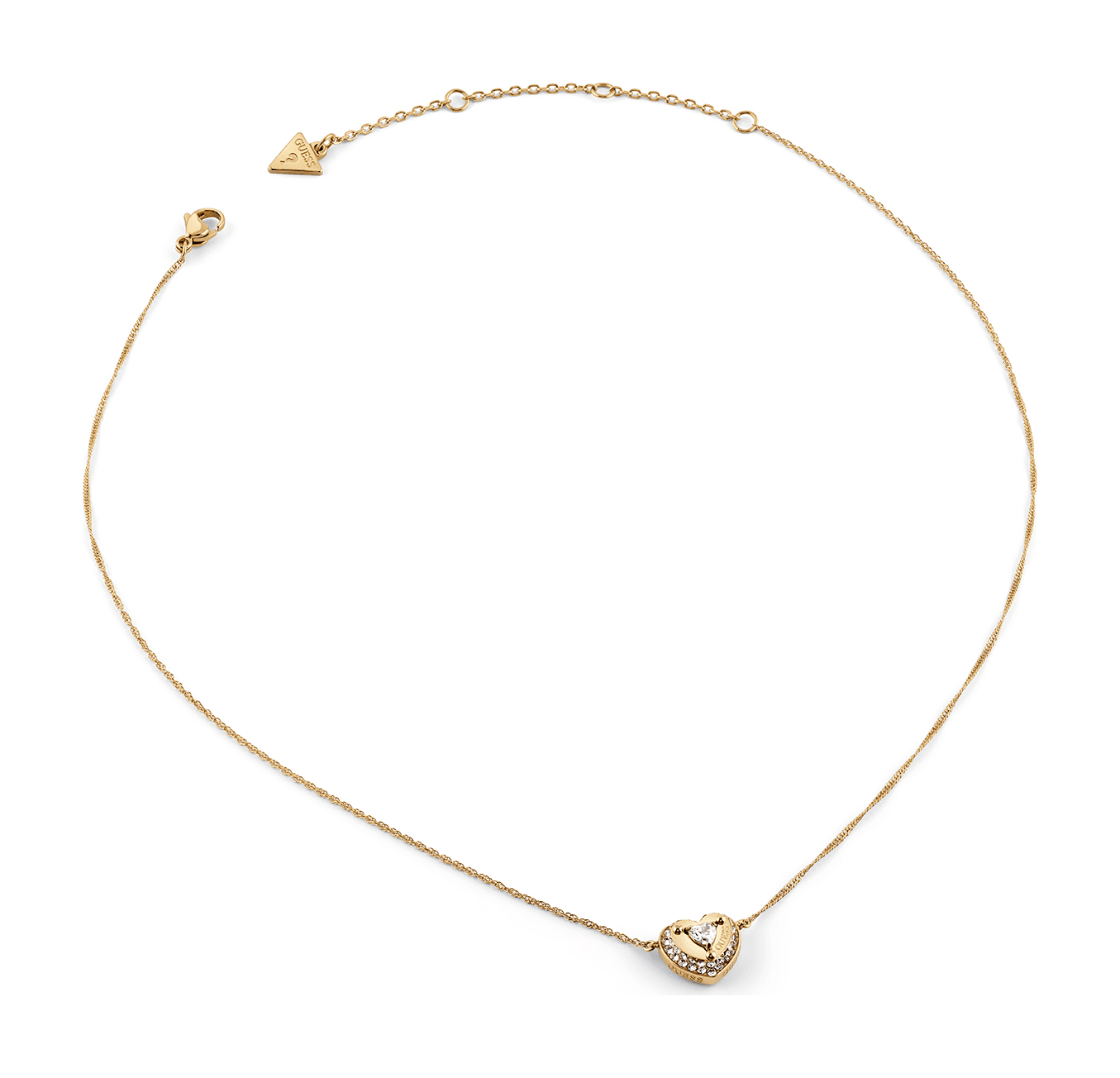 GUESS Till Morning 12mm Heart Pave' Necklace Yellow Gold GUESS Till Morning 12mm Heart Pave' Necklace Yellow Gold