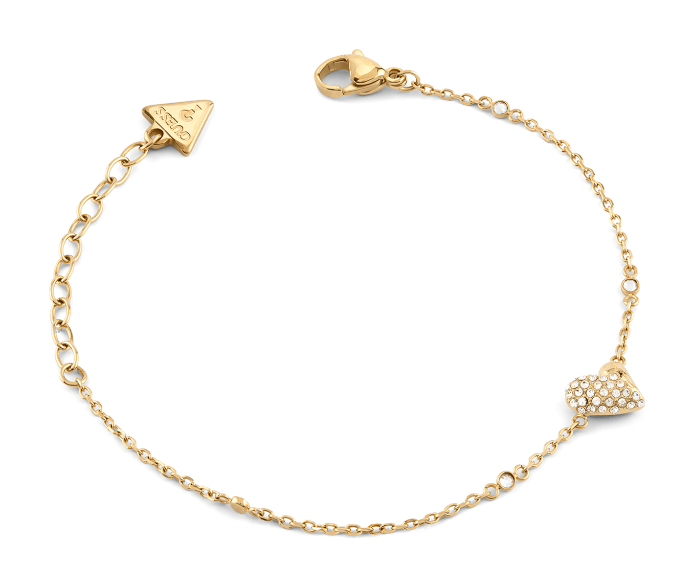 GUESS Golden Love 9mm Fluid Heart Pave Bracelet L Yellow Gold GUESS Golden Love 9mm Fluid Heart Pave Bracelet L Yellow Gold