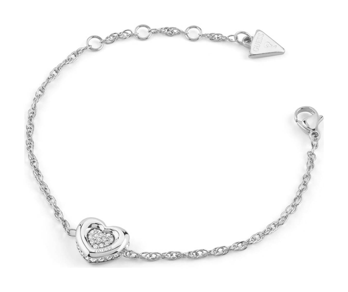 GUESS L.O.V.E. 12mm Heart Pave' Bracelet S Rhodium GUESS L.O.V.E. 12mm Heart Pave' Bracelet S Rhodium