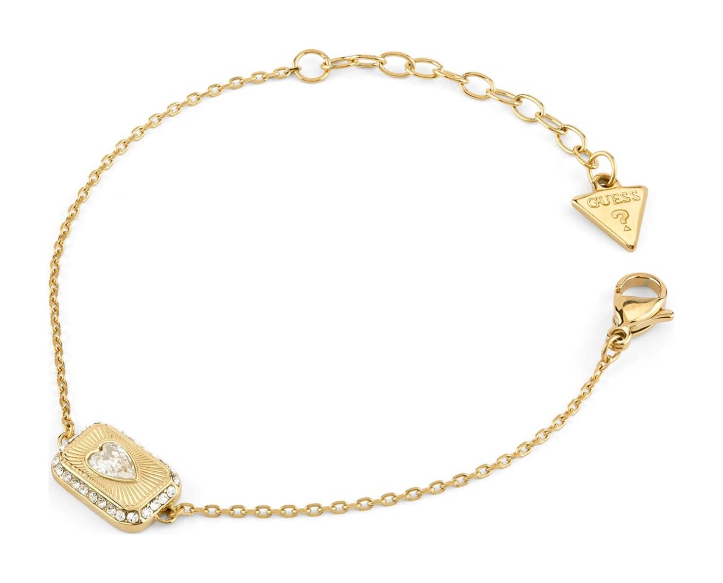 GUESS Crystal Love 13mm Love Tag Braelet L Yellow Gold GUESS Crystal Love 13mm Love Tag Braelet L Yellow Gold