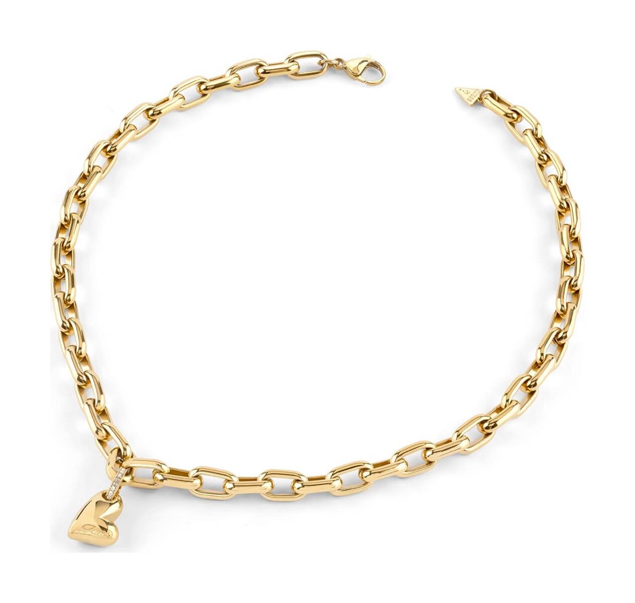 GUESS Golden Love 16-18" Fluid Heart Charm Necklace Yellow Gold GUESS Golden Love 16-18" Fluid Heart Charm Necklace Yellow Gold