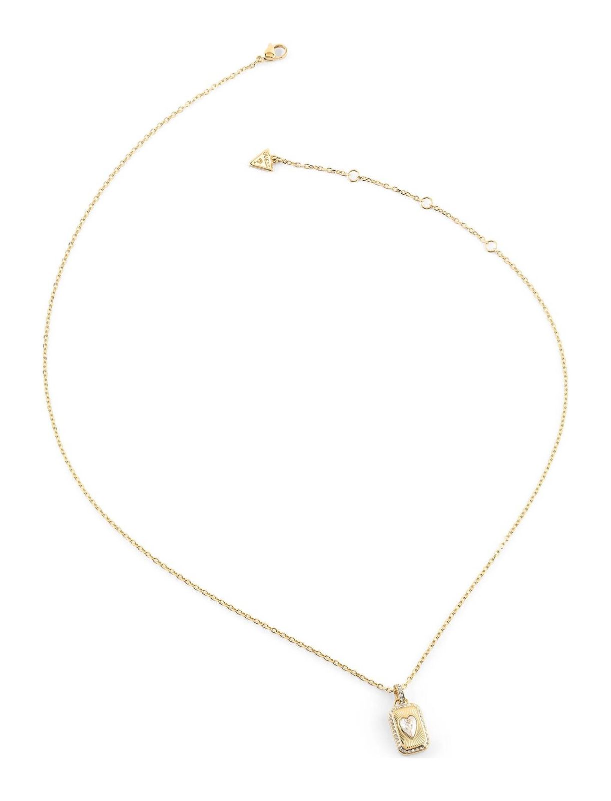 GUESS Crystal Love 21'' Love Tag Necklace Yellow Gold GUESS Crystal Love 21'' Love Tag Necklace Yellow Gold