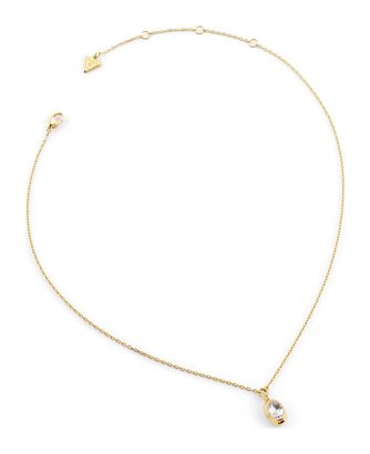 GUESS Divine 16-18" Oval Crystal Necklace Yellow Gold