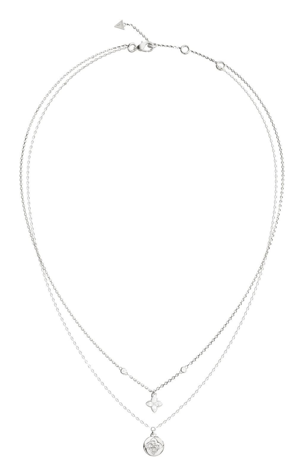 GUESS Spinning Bloom 16-18" Double Bloom Necklace Rhodium GUESS Spinning Bloom 16-18" Double Bloom Necklace Rhodium