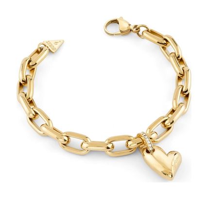 GUESS Golden Love 16mm Fluid Heart Charm Bracelet S Yellow Gold GUESS Golden Love 16mm Fluid Heart Charm Bracelet S Yellow Gold