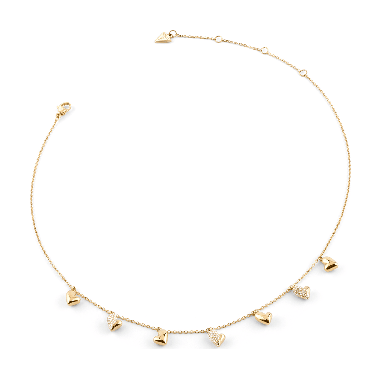 GUESS Golden Love 16-18" Heart Charms Necklace Yellow Gold GUESS Golden Love 16-18" Heart Charms Necklace Yellow Gold