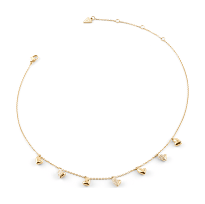 GUESS Golden Love 16-18" Heart Charms Necklace Yellow Gold GUESS Golden Love 16-18" Heart Charms Necklace Yellow Gold