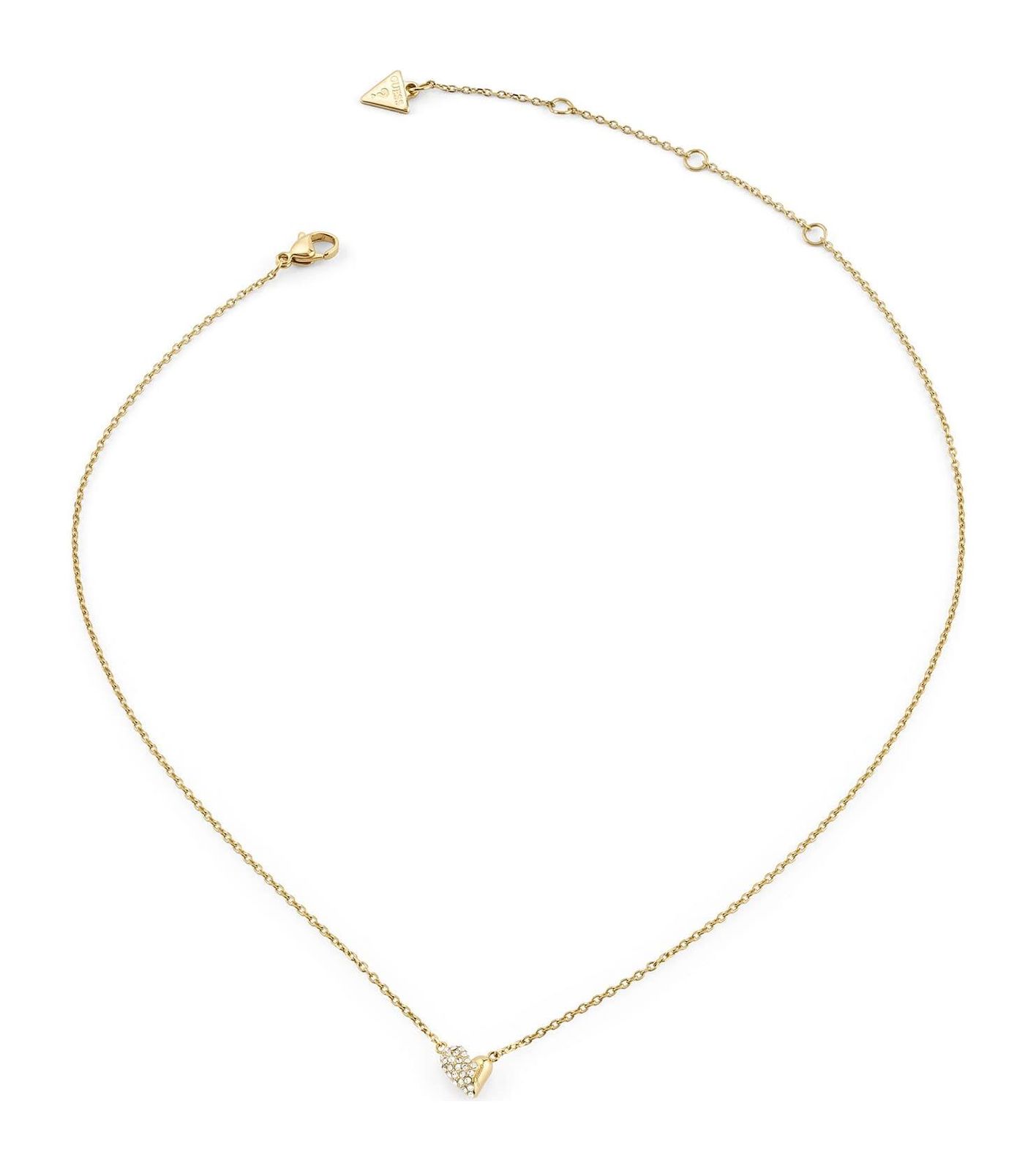 GUESS Golden Love 16-18" Fluid Heart Pave Necklace Yellow Gold GUESS Golden Love 16-18" Fluid Heart Pave Necklace Yellow Gold