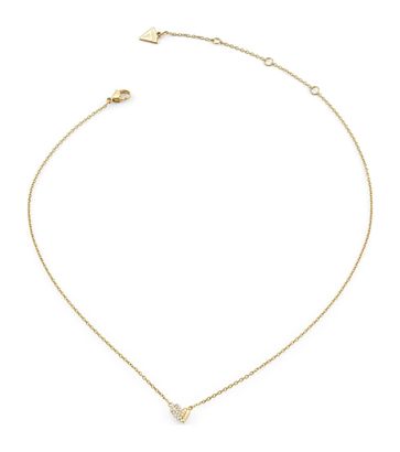 GUESS Golden Love 16-18" Fluid Heart Pave Necklace Yellow Gold GUESS Golden Love 16-18" Fluid Heart Pave Necklace Yellow Gold
