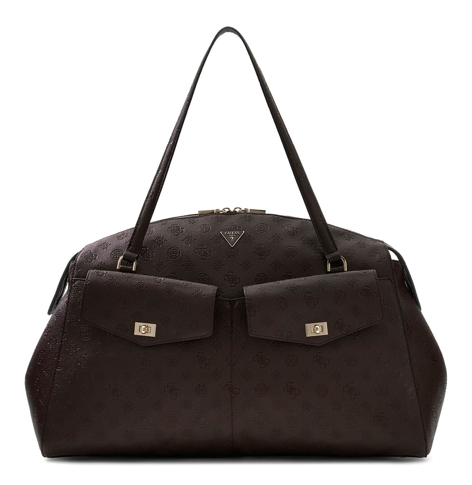 GUESS Blake Dome Travel Tote Brown Logo
