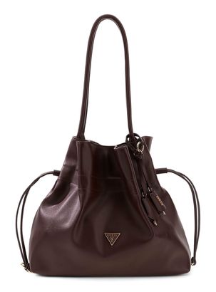 GUESS Karima Drawstring Tote Brown