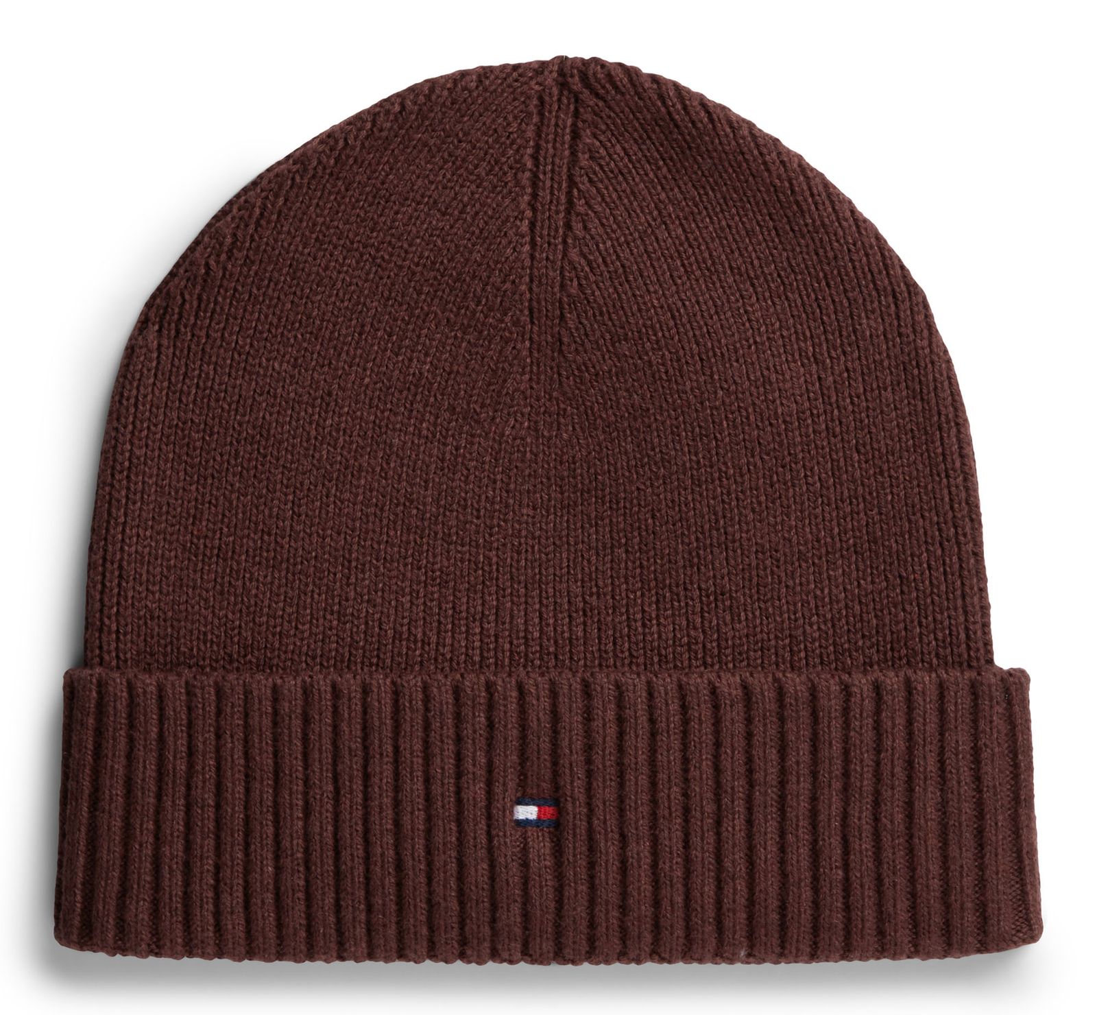 TOMMY HILFIGER TH Flag Pima Cotton Beanie Red Wine Melange