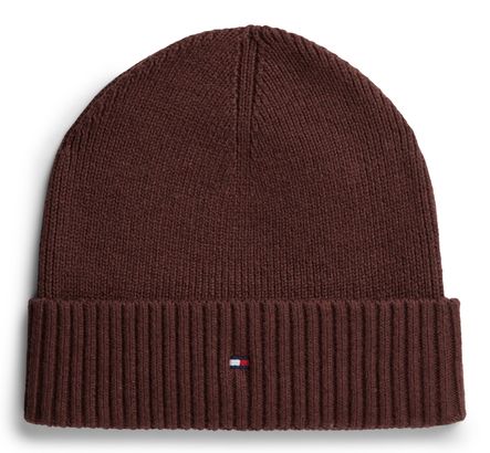 TOMMY HILFIGER TH Flag Pima Cotton Beanie Red Wine Melange TOMMY HILFIGER TH Flag Pima Cotton Beanie Red Wine Melange