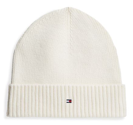 TOMMY HILFIGER TH Flag Pima Cotton Beanie Ivory Petal TOMMY HILFIGER TH Flag Pima Cotton Beanie Ivory Petal