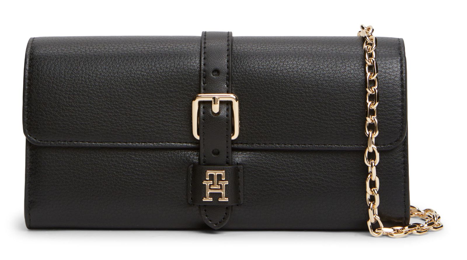 TOMMY HILFIGER TH Buckle Wallet On Chain Black