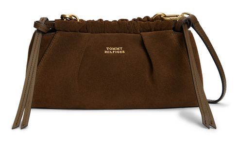 TOMMY HILFIGER Suede Leather Crossbody Bag Fondant Brown