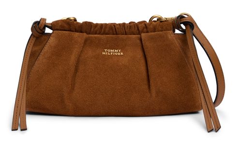 TOMMY HILFIGER Suede Leather Crossbody Bag Cognac