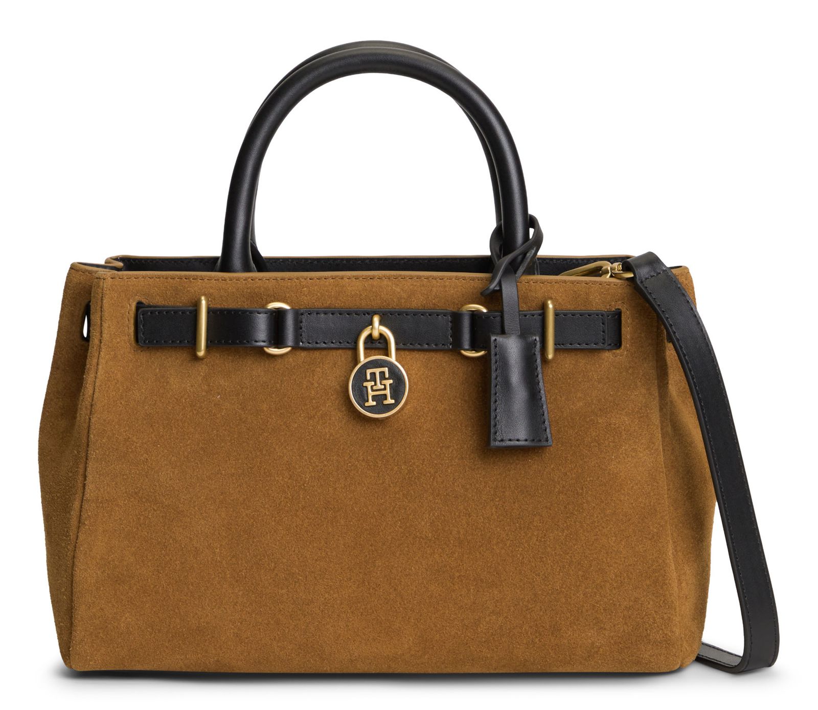 TOMMY HILFIGER American Icon Mini Tote Bag Suede Le Cognac