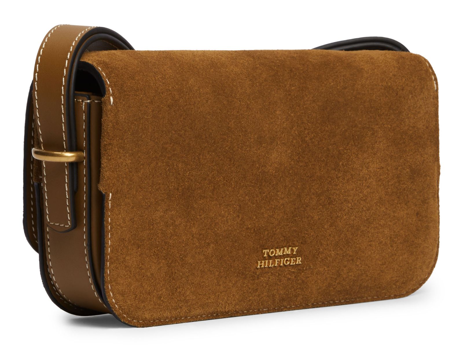 TOMMY HILFIGER Suede Leather Crossbody Bag Cognac TOMMY HILFIGER Suede Leather Crossbody Bag Cognac