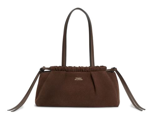 TOMMY HILFIGER Suede Leather Shoulder Bag Fondant Brown