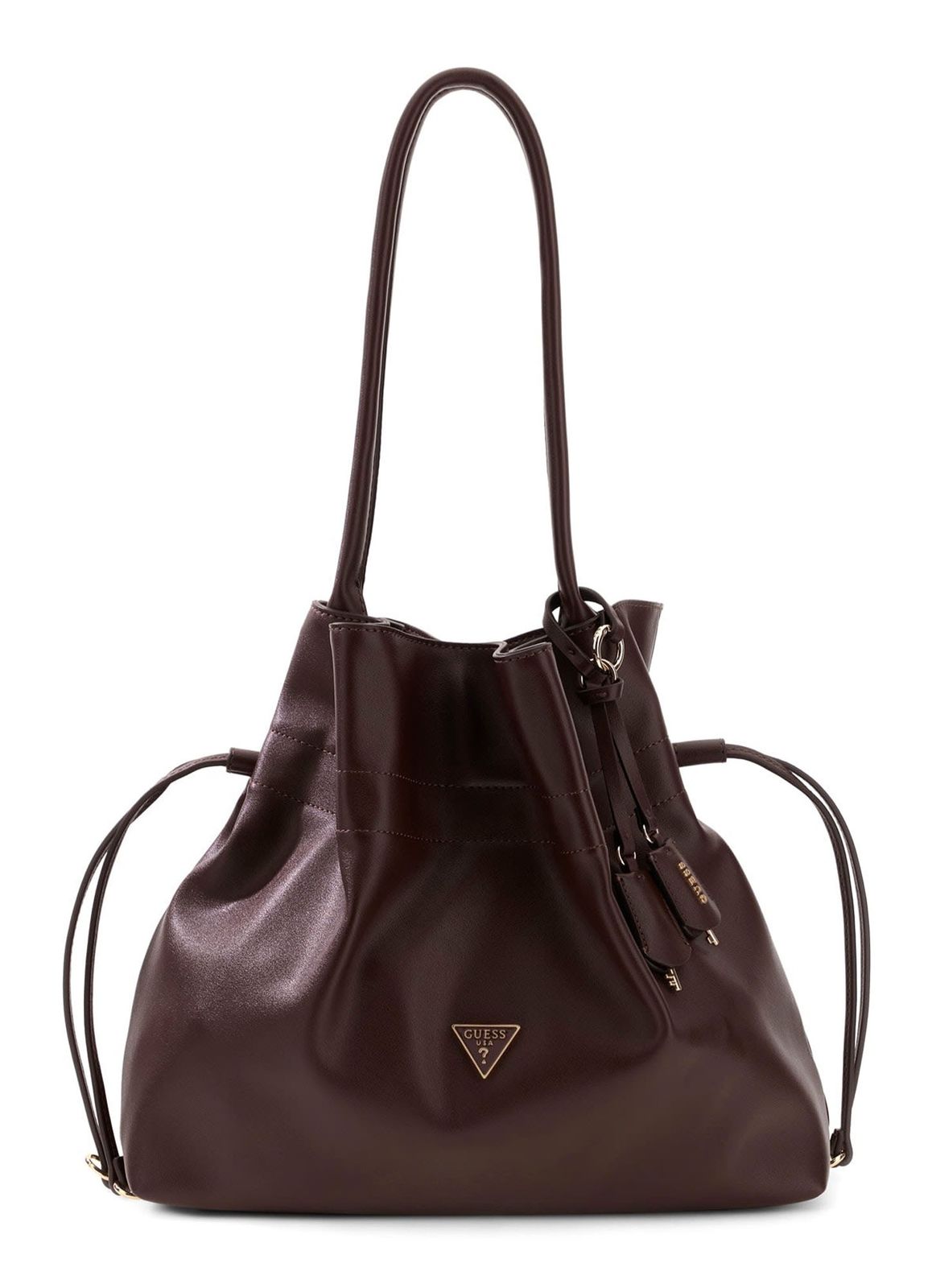 GUESS Karima Drawstring Tote Brown