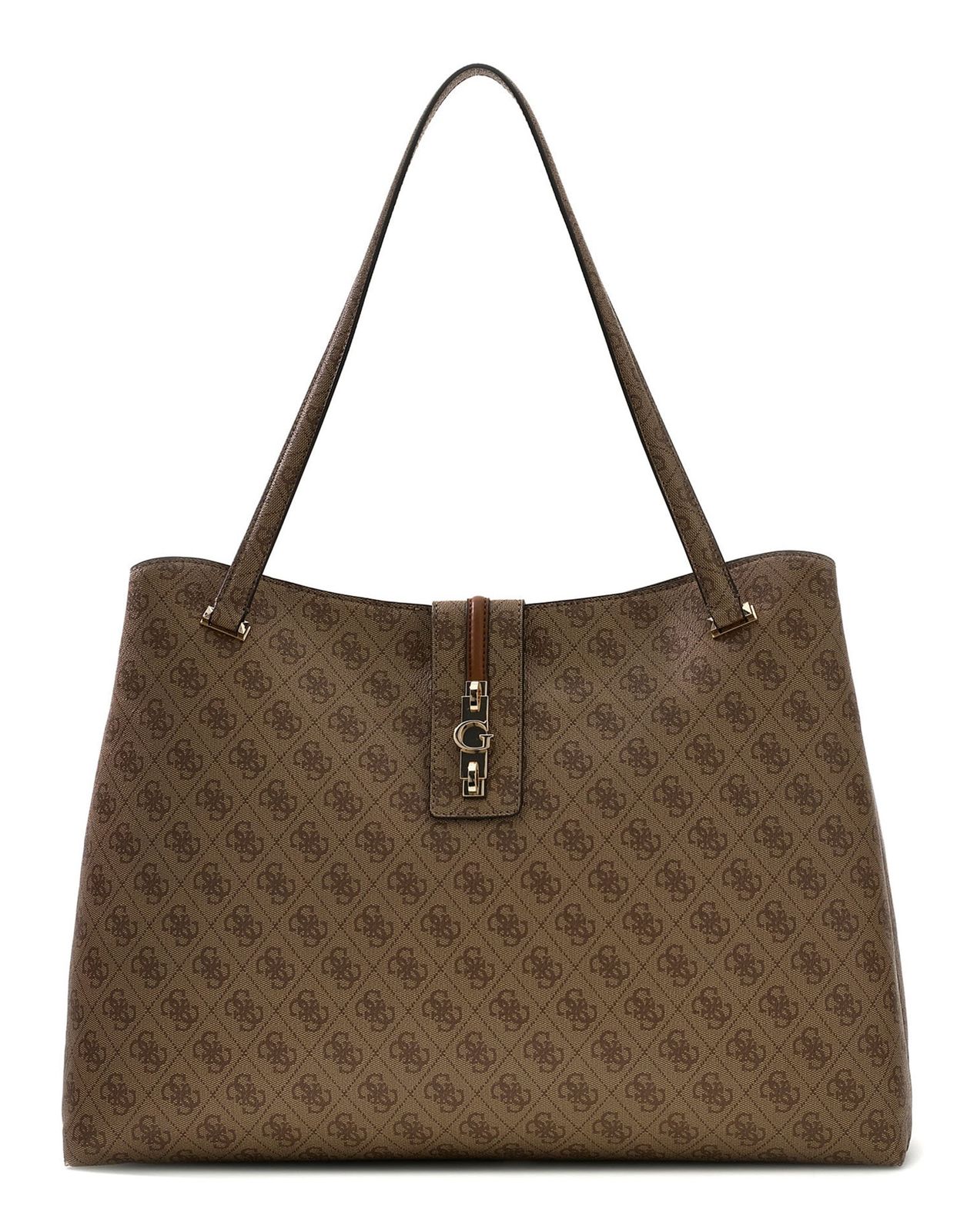 GUESS Yvonne Logo Tote Bag Latte Logo