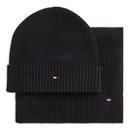 TOMMY HILFIGER TH Flag Beanie and Scarf Giftpack Black TOMMY HILFIGER TH Flag Beanie and Scarf Giftpack Black